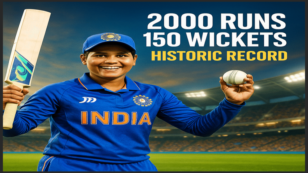 first Indian woman cricketer 2000 runs 150 wickets