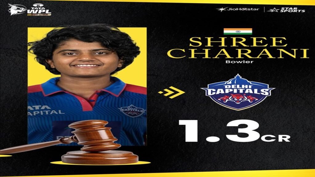 Sri Charani Sold for 1.30 Crore in WPL Auction
