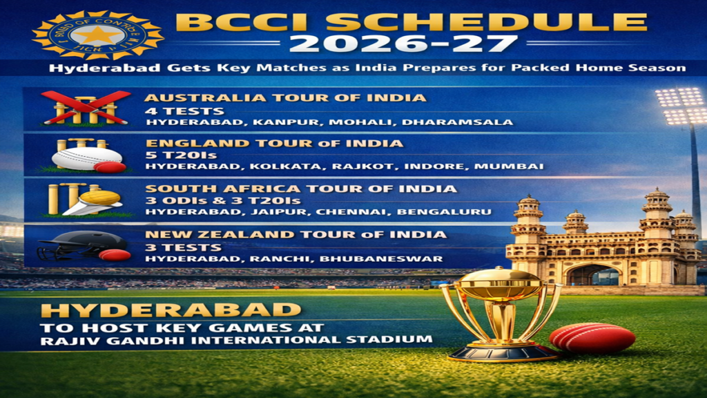 BCCI India home season 2026-27 full schedule and venues