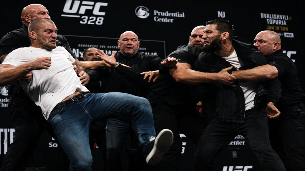 Chimaev and Strickland Brawl at UFC 328 Presser