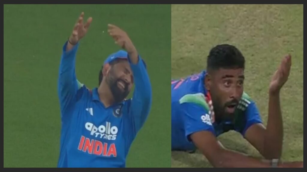 Mohammed Siraj Near Miss and Rohit Sharma Viral Reaction